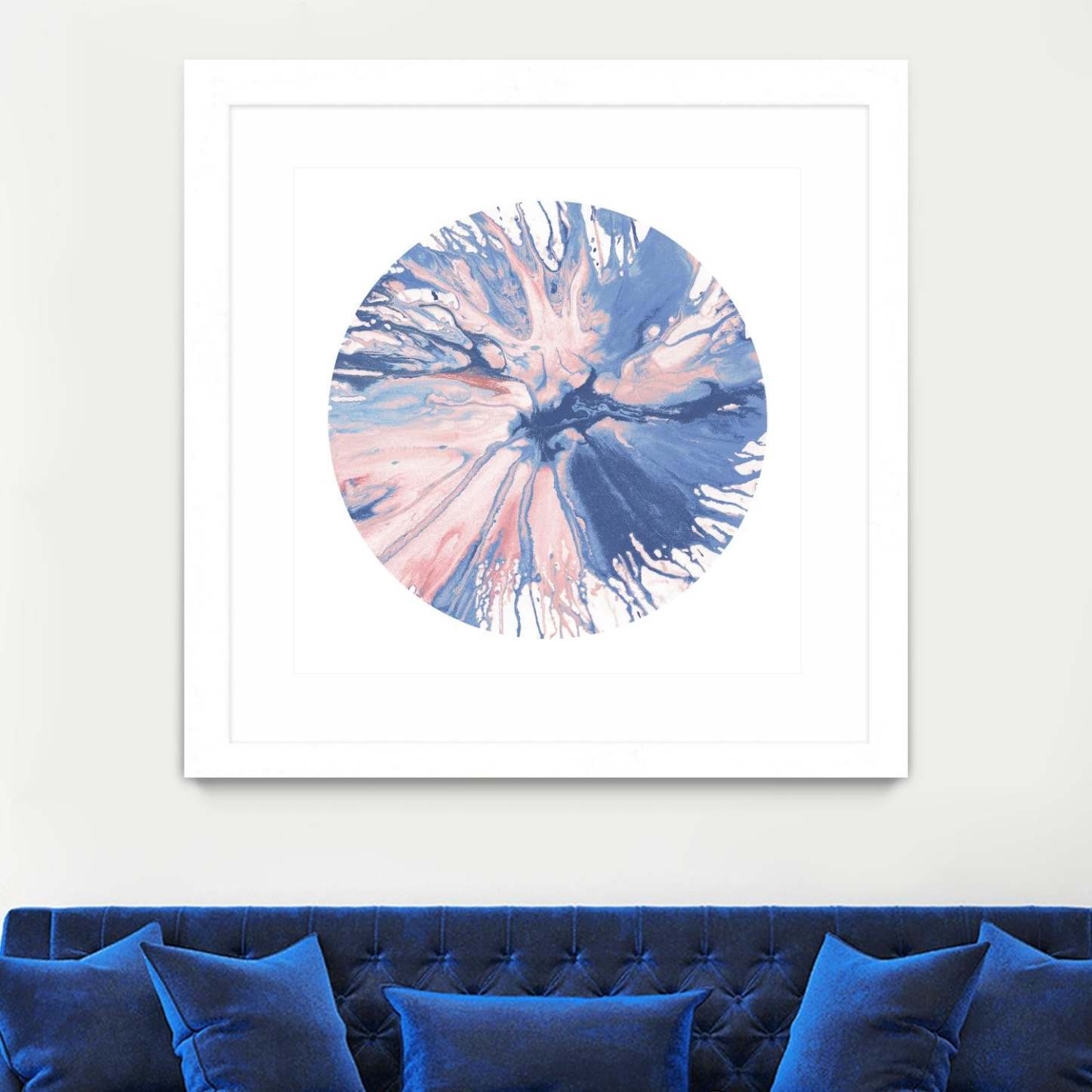 Spin Art 21 Matted and Framed White 36x36 Wall Art|Œuvre d'art murale imprimée blanche et mate « Spin Art 21 » 36 x 36