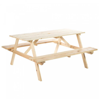 Ensemble de table de pique-nique en bois Outsunny avec bancs intégrés, trou pour parasol, naturel
