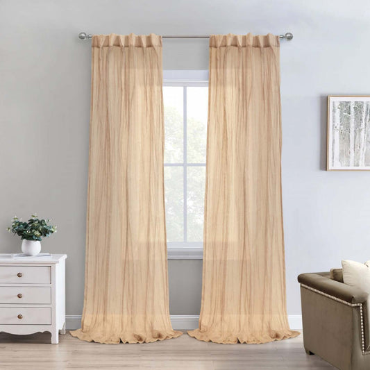 Panneau de rideau transparent Paloma abricot à double têtes d’Habitat - 52 x 63