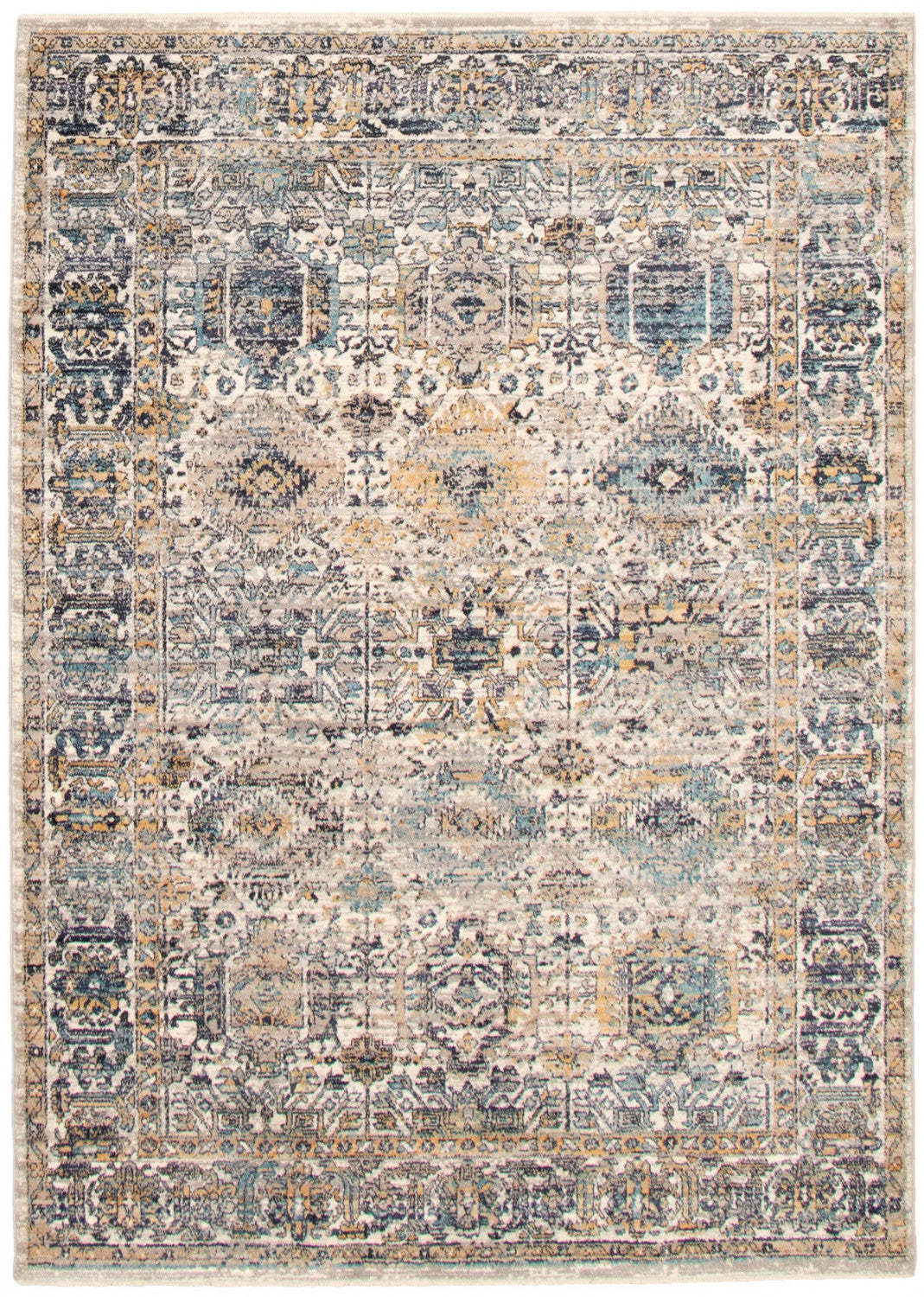 Tapis Bolivar Yalameh bleu-ivoire - 5'3 x 7'6|Carpette Bolivar Yalameh bleu-ivoire - 5 pi 3 pox 7 pi 6 po| D28T7YWW