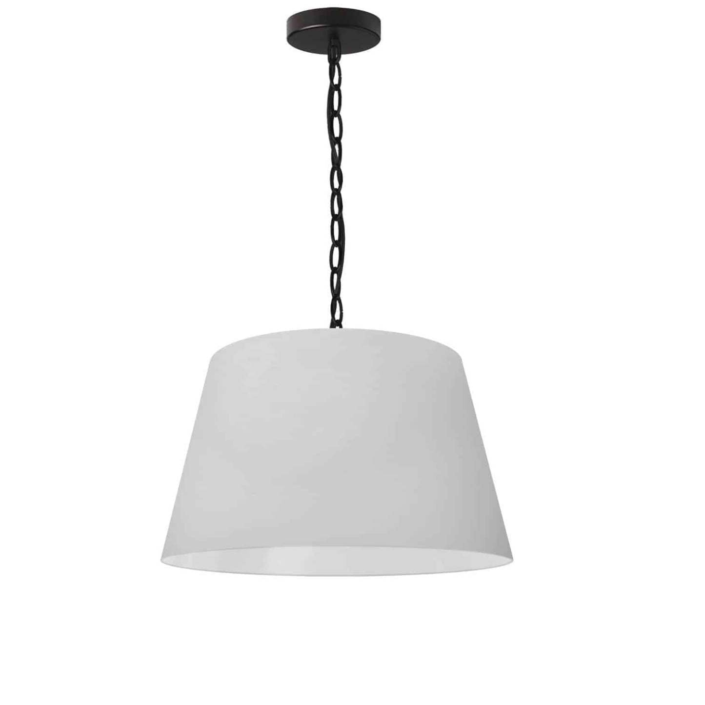 Dainolite Brynn 1 Light Pendant Small Black Finish White Shade Lamp|Petit luminaire suspendu Brynn de Dainolite avec abat-jour blanc, fini noir et 1 ampoule