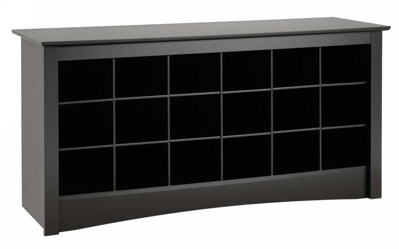 Eighteen Pair Shoe Storage Cubby Bench - Black|Banc à compartiments de rangement pour 18 paires de chaussures - noir