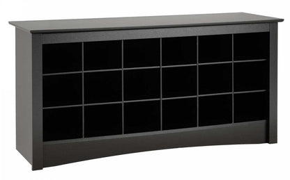 Eighteen Pair Shoe Storage Cubby Bench - Black|Banc à compartiments de rangement pour 18 paires de chaussures - noir