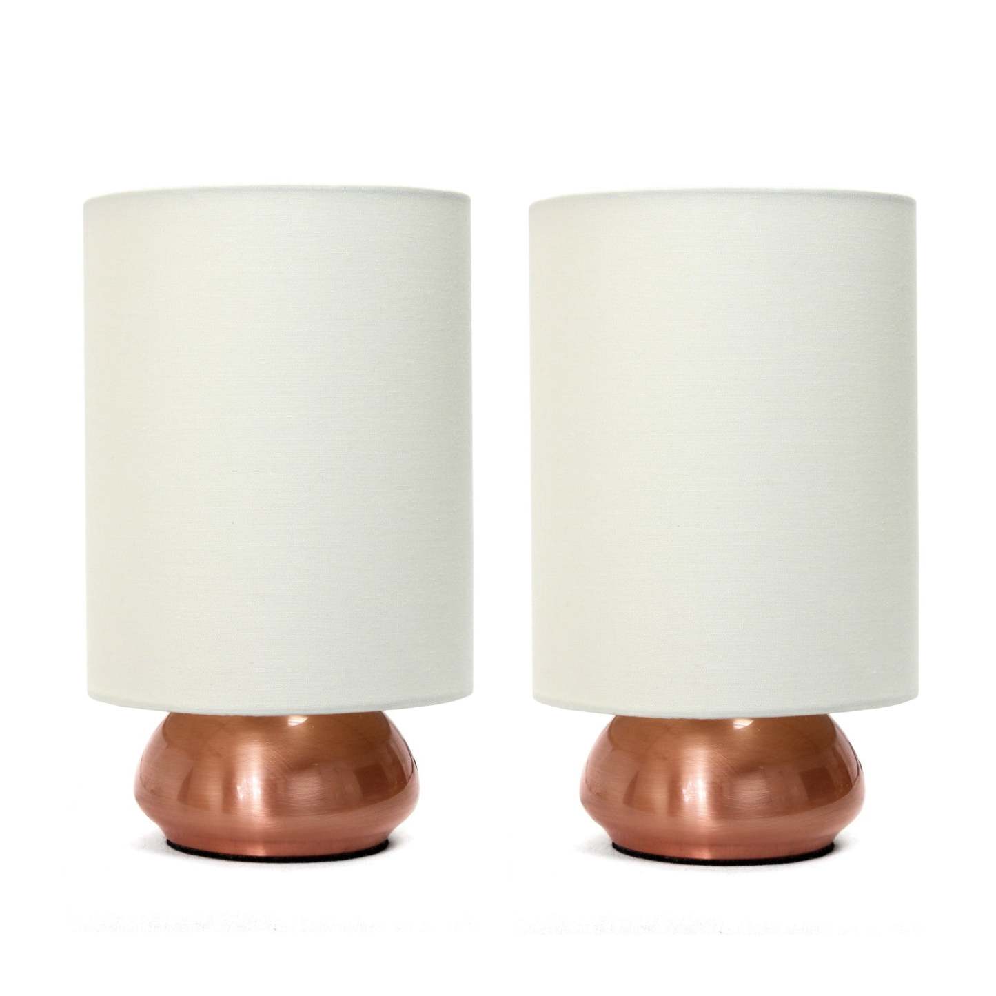 Ensemble de 2 mini lampes tactiles Simple Designs Gemini avec base or rose et abat-jour en tissu crème | D21R63R9