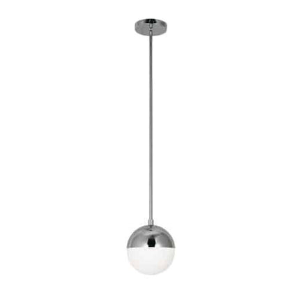 Dainolite Dayana 1 Light Pendant Poli Chrome Finish White Glass Lamp|Luminaire suspendu Dayana de Dainolite en verre blanc, avec fini chromé poli et 1 ampoule