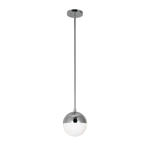 Dainolite Dayana 1 Light Pendant Poli Chrome Finish White Glass Lamp|Luminaire suspendu Dayana de Dainolite en verre blanc, avec fini chromé poli et 1 ampoule