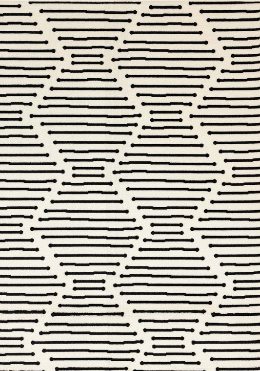Forte Black White Stripes Area Rug - 2'7 x 4'11|Carpette Forte noire et blanche à motif de rayures - 2 pi 7 po x 4 pi 11 po