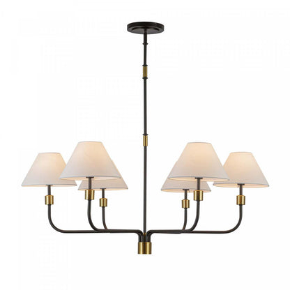 Providence 6 Light Chandelier, Black, Brushed Brass Lamp | Lustre A 6 lampes Providence, Noir, Laiton Brosse