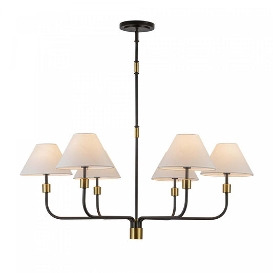 Providence 6 Light Chandelier, Black, Brushed Brass Lamp | Lustre A 6 lampes Providence, Noir, Laiton Brosse
