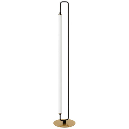 Dainolite Freya 1 Light LED Floor Lamp Matte Black/Aged Brass White Acrylic|Lampe à pied Freya de Dainolite en acrylique blanc, avec fini noir mat et laiton vieilli, et 1 ampoule à DEL
