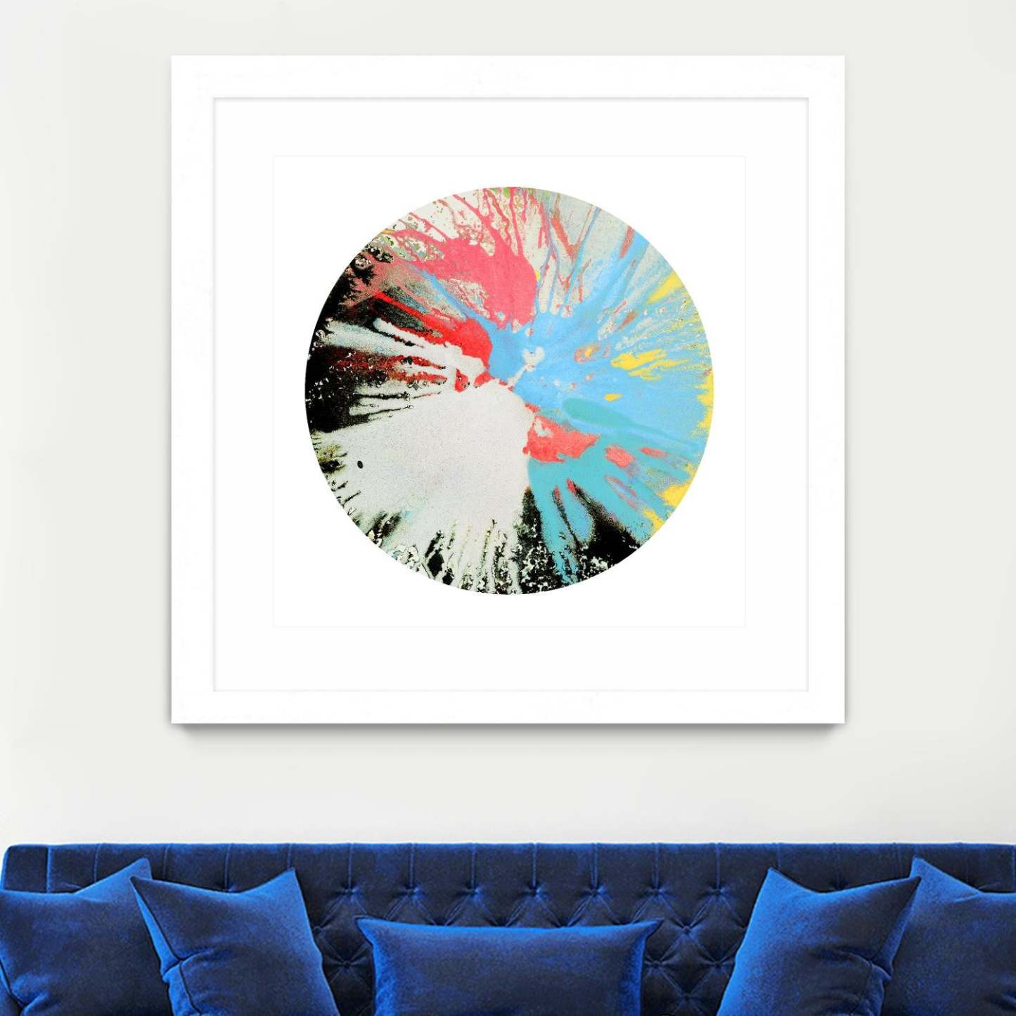 Spin Art 10 Matted and Framed White 36x36 Wall Art|Œuvre d'art murale imprimée blanche et mate « Spin Art 10 » 36 x 36