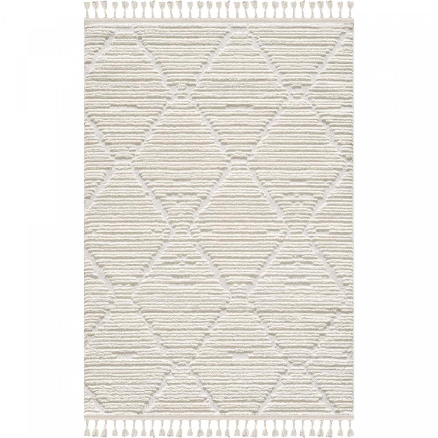 Quinto Lattice Large Cream Shag Area Rug - 7'7 x 10'|Carpette à poil long Quinto crème à motif de grands treillis - 7 pi 7 po x 10 pi