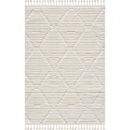 Quinto Lattice Large Cream Shag Area Rug - 6'3 x 9'|Carpette à poil long Quinto crème à motif de grands treillis - 6 pi 3 po x 9 pi
