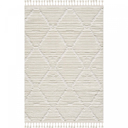 Quinto Lattice Large Cream Shag Area Rug - 5'7 x 7'3|Tapis à poil long Quinto crème à motif de grands treillis - 5 pi 7 po x 7 pi 3 po