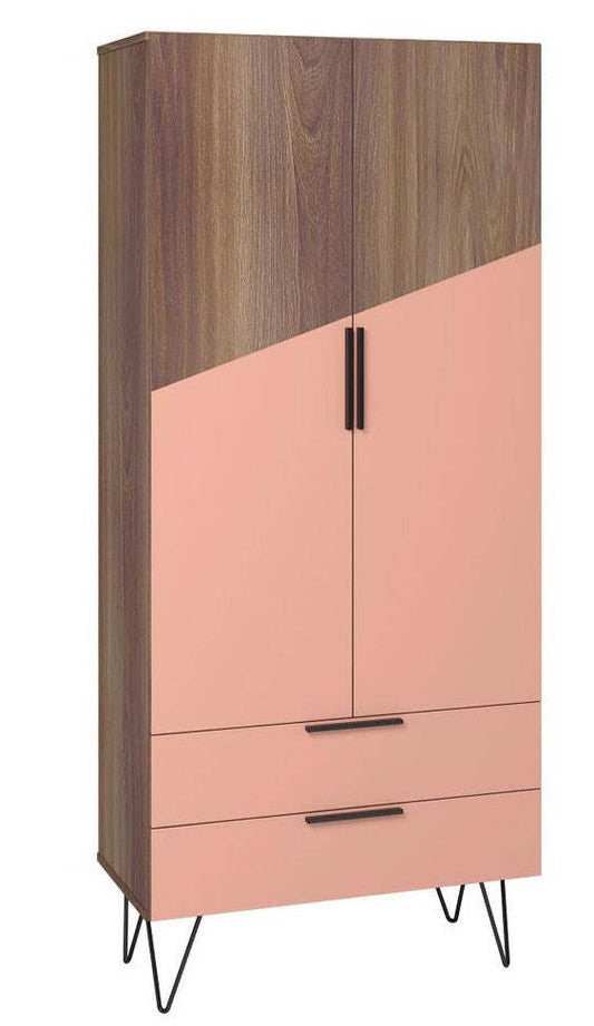 Manhattan Comfort Beekman 6-Shelf Accent Cabinet - Brun &amp; Rose|Armoire décorative Beekman de Manhattan Comfort avec 6 tablettes - brune et rose
