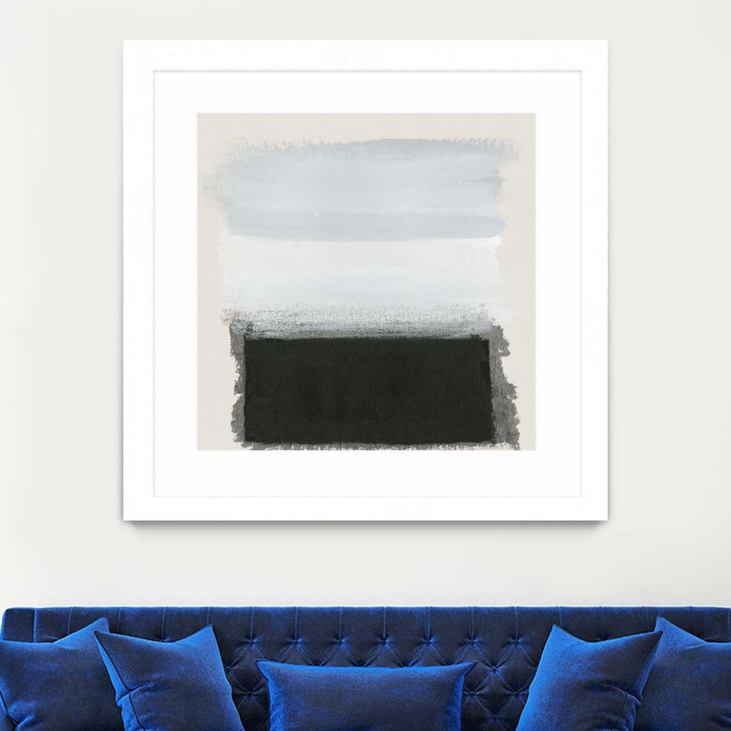 Œuvre d'art murale encadrée blanche et mate « Star Night Interlude » 36 x 36