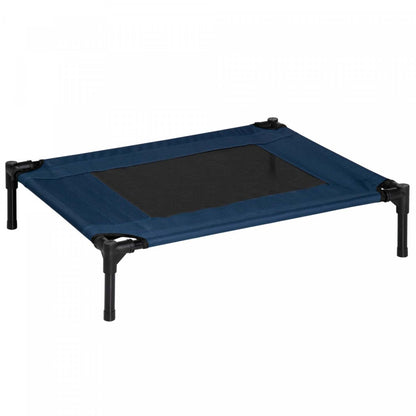 Pawhut Lit Élevé pour Animaux de Compagnie Chien Chat Lit Douillet Camping Confortable, Bleu et Noir|Pawhut D1-0237 Lit Surelevé Pour Chien Et Chat Lit Confortable Pour Camping Confortable Bleu Et Noir
