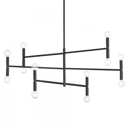 Dainolite Ava 12 Light Chandelier Large Matte Black Lamp|Grand lustre Ava de Dainolite avec fini noir mat et 12 ampoules