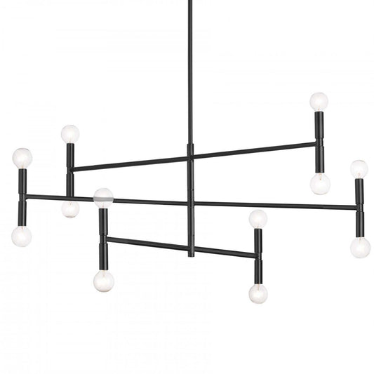 Dainolite Ava 12 Light Chandelier Large Matte Black Lamp|Grand lustre Ava de Dainolite avec fini noir mat et 12 ampoules