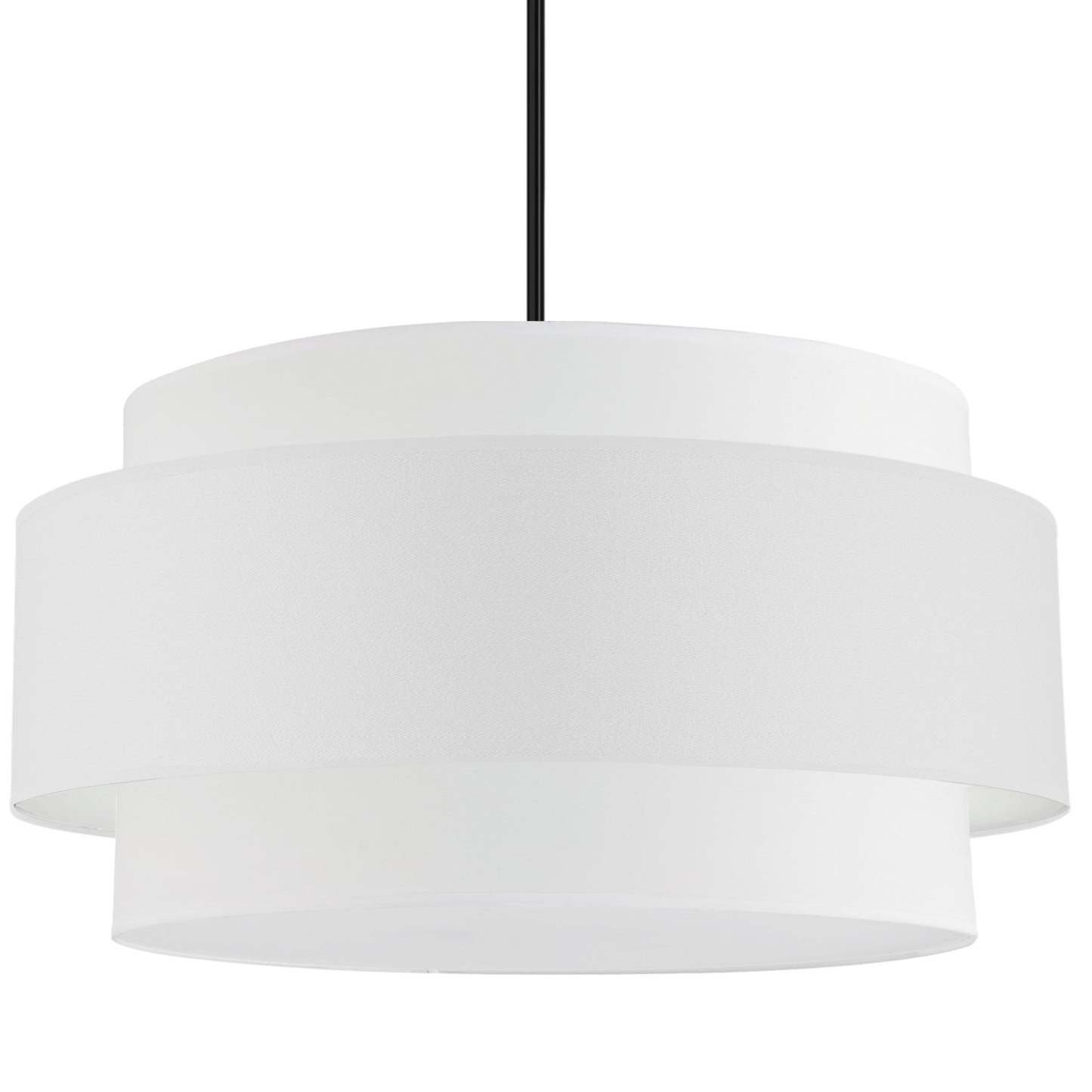 Dainolite Priya 4 Light Pendant 30 Dia Matte Black White Shade Lamp|Luminaire suspendu Priya de Dainolite de 30 po de diamètre avec abat-jour blanc, fini noir mat et 4 ampoules
