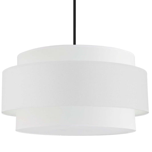 Dainolite Priya 4 Light Pendant 30 Dia Matte Black White Shade Lamp|Luminaire suspendu Priya de Dainolite de 30 po de diamètre avec abat-jour blanc, fini noir mat et 4 ampoules