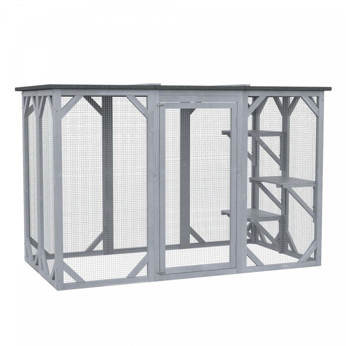 Pawhut Cat Cage Indoor Catio Outdoor Cat Enclosure Pet House Small Animal Clapier pour lapin, chaton, | Pawhut 71 X 31.5 X 44 Cage Pour Chats Intérieur Extérieur Maison En Bois Pour Petits Animaux Clap