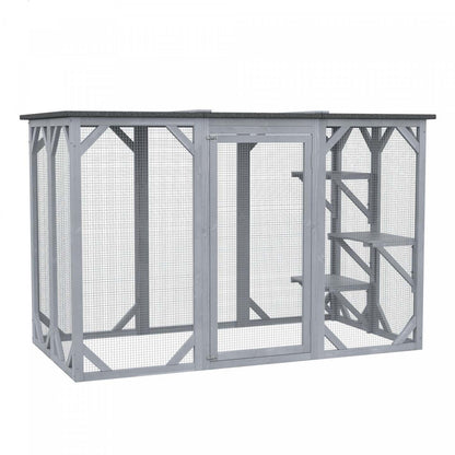 Pawhut Cat Cage Indoor Catio Outdoor Cat Enclosure Pet House Small Animal Clapier pour lapin, chaton, | Pawhut 71 X 31.5 X 44 Cage Pour Chats Intérieur Extérieur Maison En Bois Pour Petits Animaux Clap