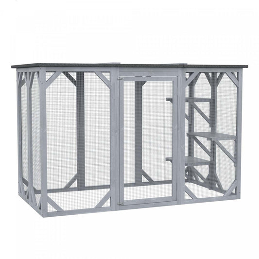 Pawhut Cat Cage Indoor Catio Outdoor Cat Enclosure Pet House Small Animal Hutch For Rabbit, Kitten, |Pawhut 71 X 31.5 X 44 Cage Pour Chats Intérieur Extérieur Maison En Bois Pour Petits Animaux Clap