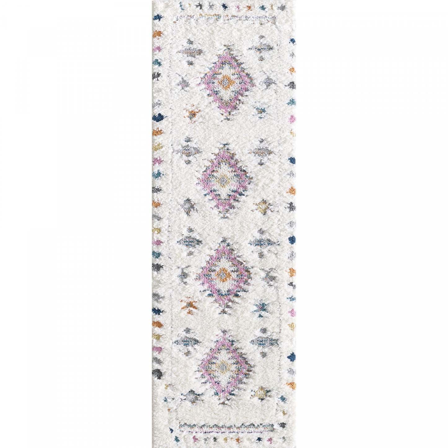 Tapis à poils long Lola à motif de diamants - 2 pi 7 po x 8 pi