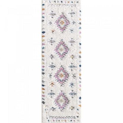 Tapis à poils long Lola à motif de diamants - 2 pi 7 po x 8 pi