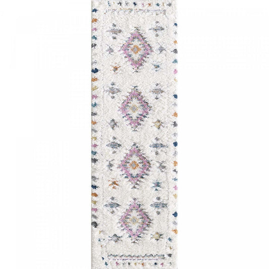 Tapis à poils long Lola à motif de diamants - 2 pi 7 po x 8 pi