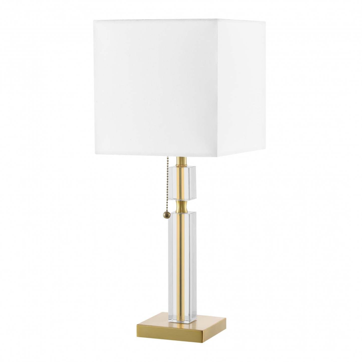 Lampe de table Fernanda de Dainolite avec abat-jour blanc, finition laiton vieilli et 1 ampoule