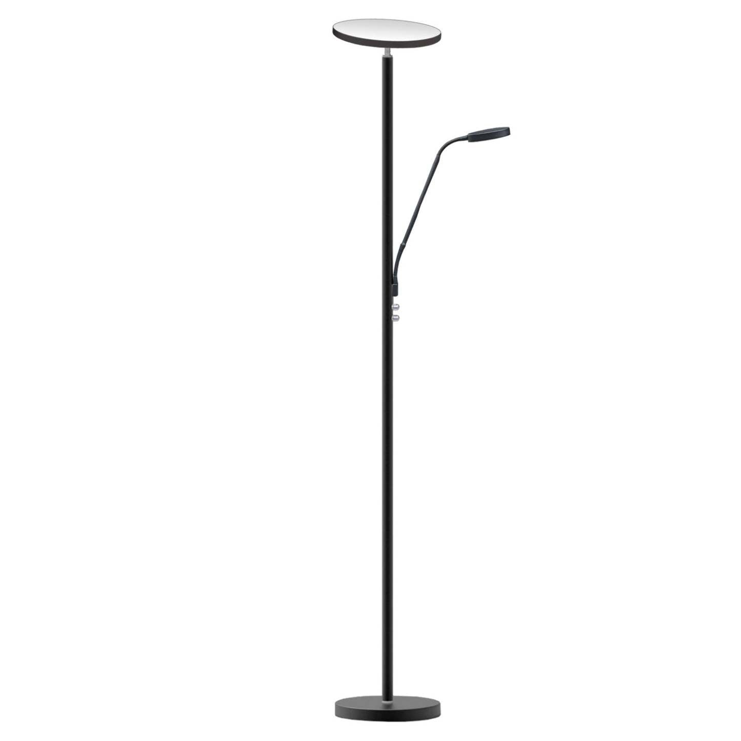 Dainolite Mother And Son LED Lampadaire Sandy Black Finish|Lampe à pied Mother and Son de Dainolite avec fini noir sablé et ampoule à DEL