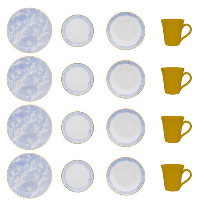 Coup 16-Piece Dinnerware Set - Blue Yellow | Service de vaisselle Coup 16 pièces - bleu et jaune | D87E7ZB2