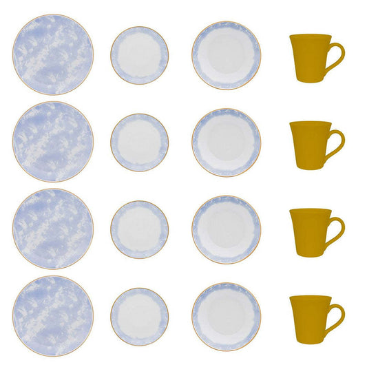Coup 16-Piece Dinnerware Set - Blue Yellow | Service de vaisselle Coup 16 pièces - bleu et jaune | D87E7ZB2