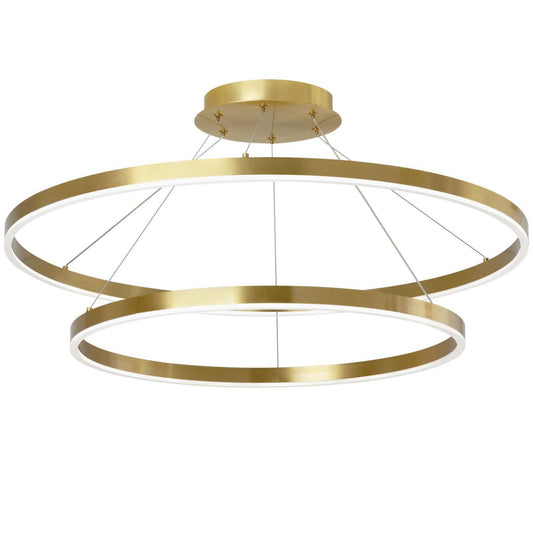 Lustre Circulo de Dainolite 97w finition laiton vieilli diffuseur en acrylique blanc|Lustre Circulo de Dainolite en acrylique blanc qui diffuse la lumière, avec finition laiton vieilli et ampoule de 97 W