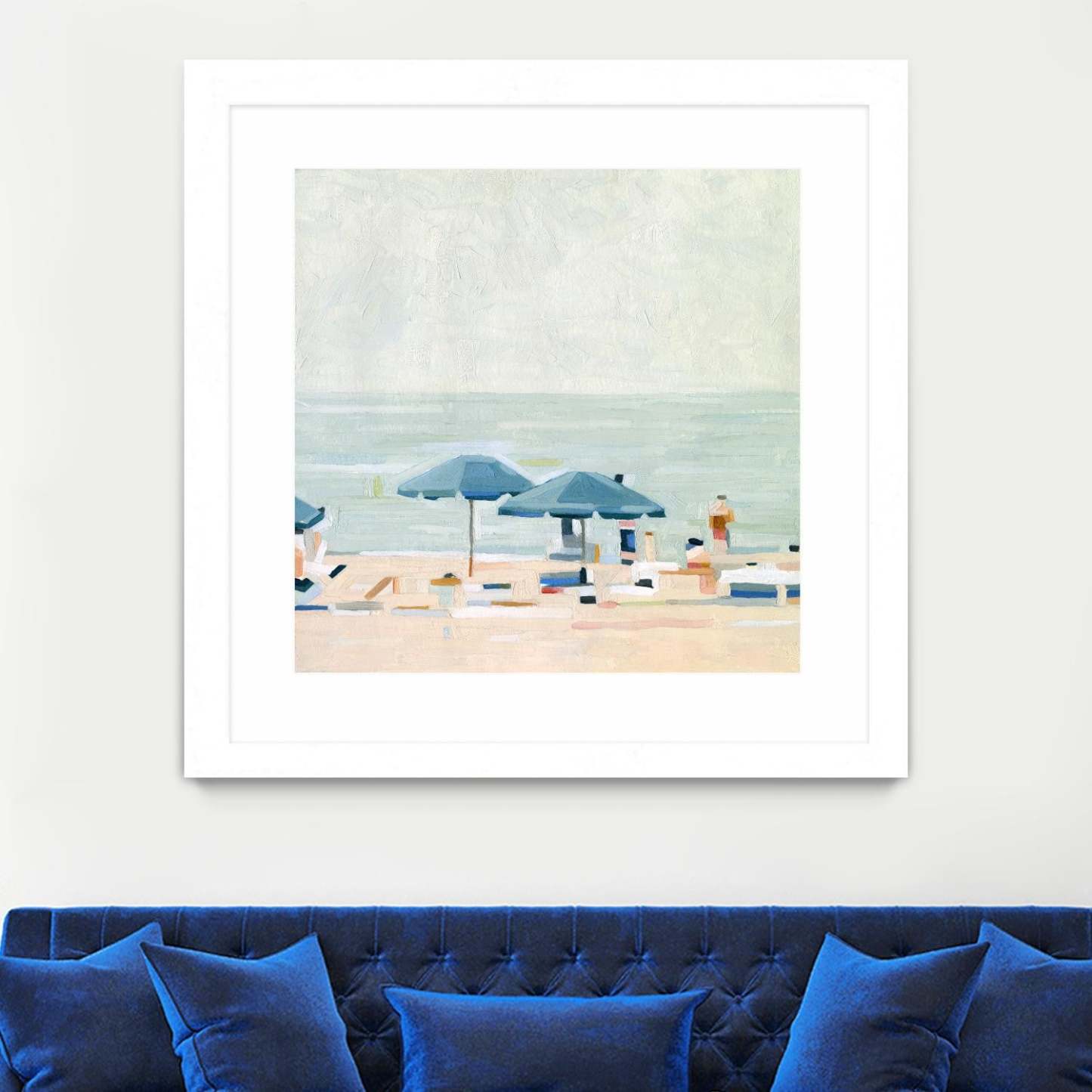 Si c'est les plages, j'ai maté et encadré l'œuvre d'art murale blanche 30x30 | Œuvre d'art murale imprimée blanche et mate « Si c'est les plages, j'ai » 30 x 30