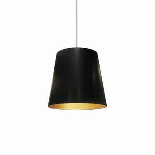 Dainolite Oversize Drum 1 Light Pendant Medium Black/Gold Shade Lamp|Luminaire suspendu moyen de Dainolite avec très grand abat-jour cylindrique noir et doré, et 1 ampoule