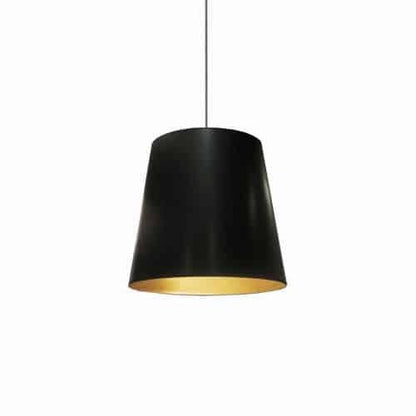 Dainolite Oversize Drum 1 Light Pendant Medium Black/Gold Shade Lamp|Luminaire suspendu moyen de Dainolite avec très grand abat-jour cylindrique noir et doré, et 1 ampoule