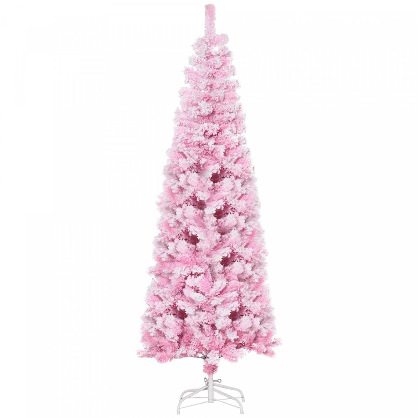 Homcom Arbre De Noël Artificiel Floqué De Neige Avec Base En Acier Rose | Homcom Arbre De Noël Artificiel Floqué De Neige De 6 Pieds
