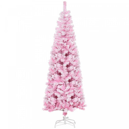 Homcom Arbre De Noël Artificiel Floqué De Neige Avec Base En Acier Rose | Homcom Arbre De Noël Artificiel Floqué De Neige De 6 Pieds