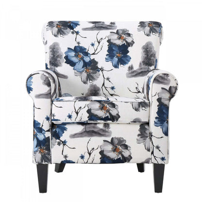 Pansy Floral Fabric Upholstered Accent Chair With Flared Arms And Wooden Legs,flower | Pansy Fauteuil D’appoint Tapise En Tissu Fleuri Avec Accoudoirs Evases Et Pieds En Bois, Fleuri