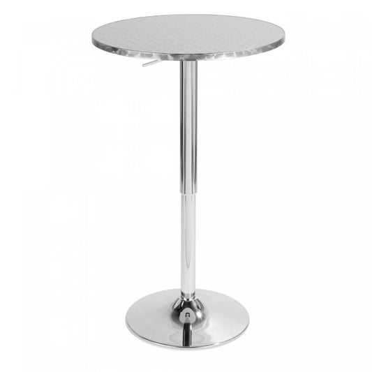 LumiSource Bistro Contemporary Adjustable Round Bar Dining Table - Silver|Table Bistro ronde réglable et contemporaine pour bar ou salle à manger - argentée