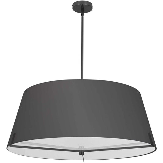 Dainolite Preston 4 Light Pendant 33 Dia Matte Black Black Fabric Shade Lamp|Luminaire suspendu Preston de Dainolite de 33 po de diamètre avec abat-jour en tissu noir, fini noir mat et 4 ampoules