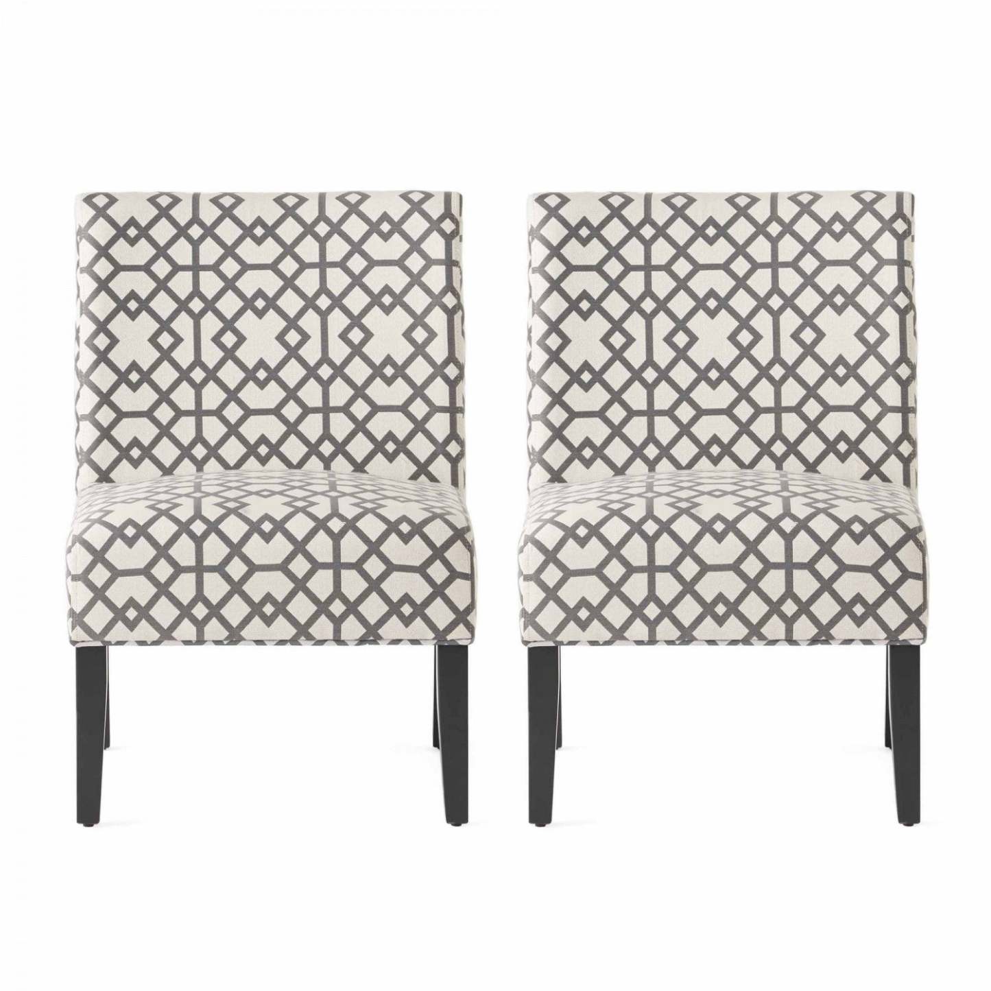 Oliver, ensemble de 2 chaises d'appoint en tissu d'apparence lin avec pieds en bois d'hévéa, gris et ivoire | Lot De 2 Fauteuils D'appoint Oliver En Tissu aspect lin Avec Pieds En Bois D'hévéa - Gris Et Ivoire