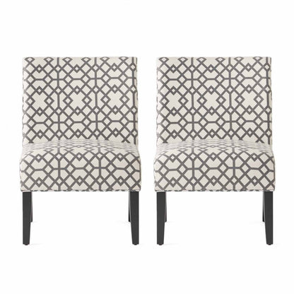 Oliver, ensemble de 2 chaises d'appoint en tissu d'apparence lin avec pieds en bois d'hévéa, gris et ivoire | Lot De 2 Fauteuils D'appoint Oliver En Tissu aspect lin Avec Pieds En Bois D'hévéa - Gris Et Ivoire