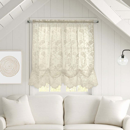 Habitat Limoges Ivory Sheer Rod Pocket Balloon Curtain - 55 x 63|Panneau marquise transparent passe-tringle Limoges ivoire d’Habitat - 55 x 63