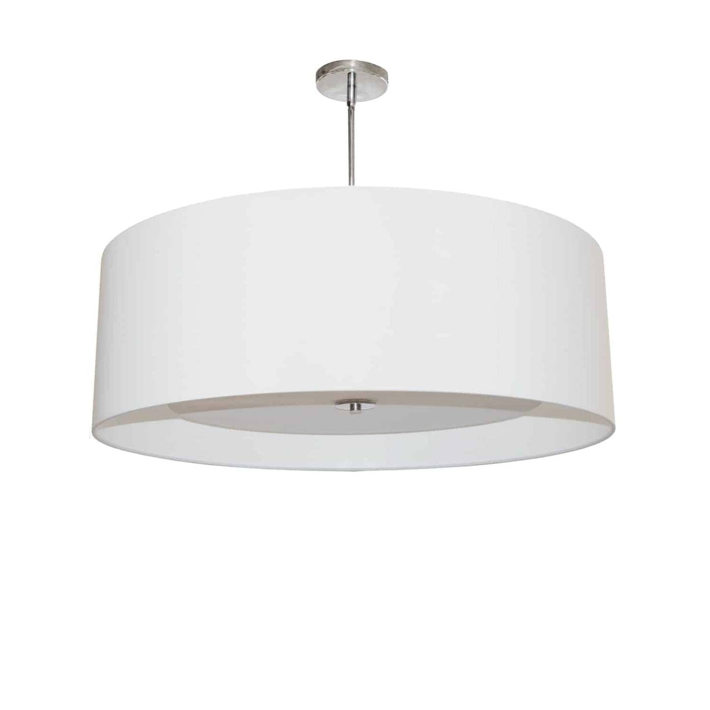 Dainolite Helena 4 Light Pendant 22 Dia Polished Chrome Finish White Shade White Diffuser Lamp|Luminaire suspendu Helena de Dainolite de 22 po de diamètre avec abat-jour blanc qui diffuse la lumière, fini chromé poli et 4 ampoules