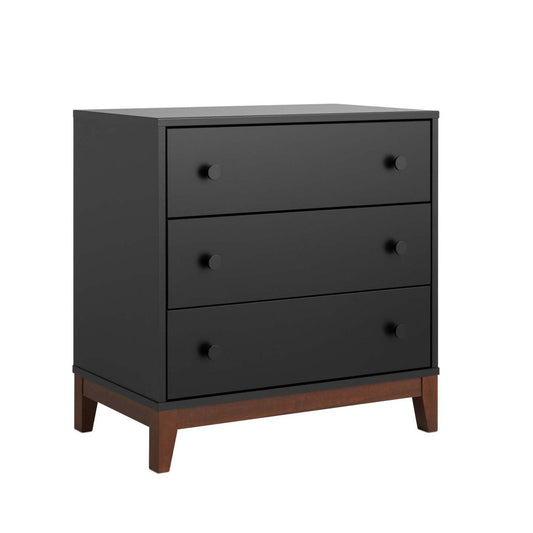 Prepac Nordik 3-Drawer Nightstand - Black and Cherry|Table de nuit Nordik de Prepac à 3 tiroirs - noire et cerisier