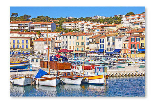Port Of Cassis, South Of France 16x24 Wall Art Frame And Fabric Panel| Port Of Cassis, South Of France 16 po x 24 po : Cadre d'art mural et panneau de tissu|D44GFHCP